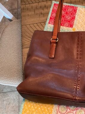 Fossil Brown Leather Tote Bag